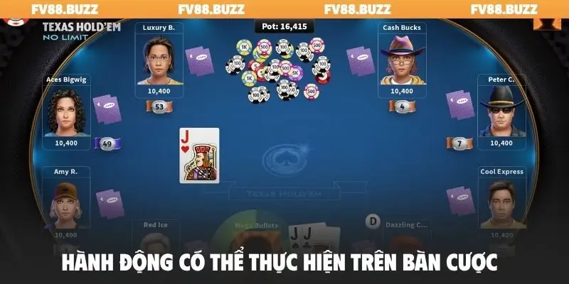 Hành động có thể thực hiện trên bàn cược